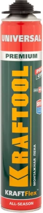 Пена &quot;PREMIUM&quot; профессиональная, монтажная, пистолетная, всесезонная, 750мл, KRAFTOOL 41182_z01 купить в Магнитогорске