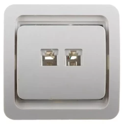Розетка СВЕТОЗАР "ГАММА" телефонная двойная, цвет белый SV-54118-W
