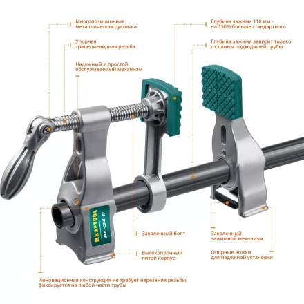 Струбцина KRAFTOOL PC-34-xx трубная 32301-2 купить в Магнитогорске