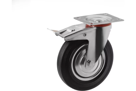 Аппаратное поворотное колесо с тормозом HITCH 160*36 резина черная SCb63 (SZ084868) купить в Магнитогорске