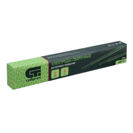 Электроды MP-3, диам. 4 мм, 5 кг., рутиловое покрытие Сибртех 97534 купить в Магнитогорске