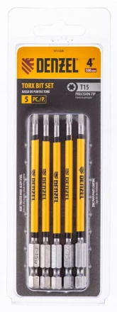 Бита T15x100 мм, 5 шт. Denzel 7711329 купить в Магнитогорске