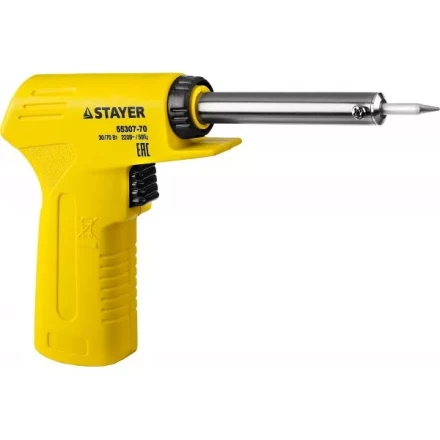 Паяльник с пистолетной пластмассовой рукояткой, STAYER &quot;MASTER&quot; MAXTerm, 55307-70, 30 - 70 Вт, конус 55307-70 купить в Магнитогорске