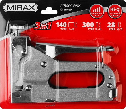 Степлер для скоб 3-в-1: тип 140 (4-14 мм) / 300 (10-14 мм) / 28 (10-12 мм), MIRAX 3146 купить в Магнитогорске