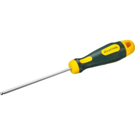 Отвертка KRAFTOOL, Cr-Mo-V сталь, двухкомпонентная противоскользящая рукоятка, HEX, №4x100мм 250075-4-100 купить в Магнитогорске