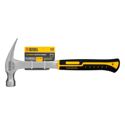 Молоток-гвоздодер 450 г Denzel, цельнометаллический, двухкомпонентная рукоятка, 10423 купить в Магнитогорске