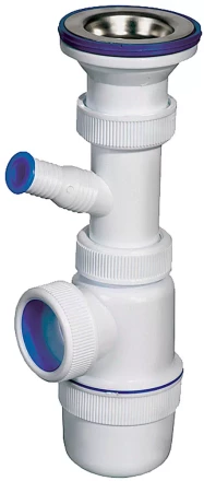 Сифон ЗУБР "ЭКСПЕРТ" колбовый для моек и раковин, выпуск - нержавеющая чашка, отвод для стиральной машины 51817 купить в Магнитогорске