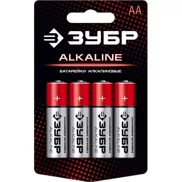 Батарейка "ЗУБР" "ALCALINE" щелочная (алкалиновая), "AA", 1,5В, 4шт 59223-4C купить в Магнитогорске