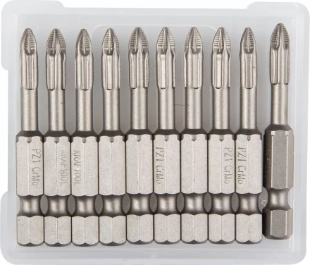 Биты &quot;ЕХPERT&quot; торсионные кованые, обточенные, KRAFTOOL 26123-1-50-10, Cr-Mo сталь, тип хвостовика E 1/4&quot;, PZ1, 50мм, 10шт 26123-1-50-10 купить в Магнитогорске