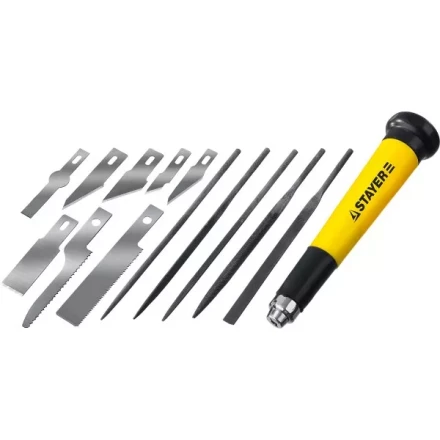 Набор STAYER Нож “MASTER” для точных работ в комплекте с лезвиями различной формы и надфилями, в чехле,38 предметов 09145-H38 купить в Магнитогорске