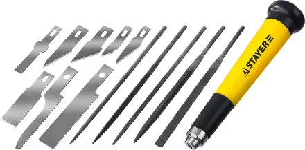 Набор STAYER Нож “MASTER” для точных работ в комплекте с лезвиями различной формы и надфилями, в чехле,38 предметов 09145-H38 купить в Магнитогорске