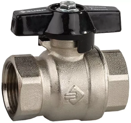 Кран шаровой ЗУБР полнопроходной &quot;мама-мама&quot;, бабочка, хромиров латунь, 1/2&quot; 4-51323-C-1/2 купить в Магнитогорске