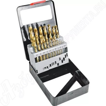 Набор сверл по мет 1,0-10,0мм 19шт желтые, мет. коробка Кратон 1 05 01 014 купить в Магнитогорске