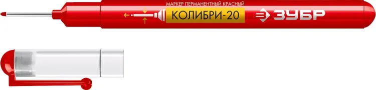 ЗУБР Колибри-20 красный, наконечник L 20 мм,  2 мм, перманентный маркер для отверстийл (06328-3) купить в Магнитогорске