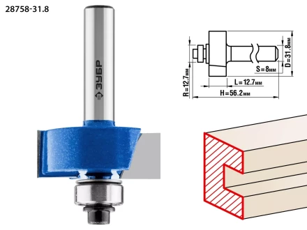 ЗУБР 31.8 x 12.7 мм, хвостовик 8 мм, фреза фальцевая, Профессионал (28758-31.8) купить в Магнитогорске