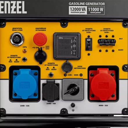 Генератор бензиновый Denzel PS-120EAD-3, 12 кВт,230/400 В, 40л, разъём ATS,перекл.режима,эл.старт купить в Магнитогорске