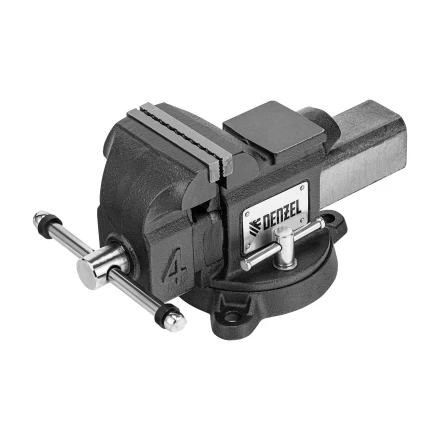 Тиски слесарные BVH-100, 100 мм, поворотные, стальная направляющая, с наковальней //Denzel 18683 купить в Магнитогорске