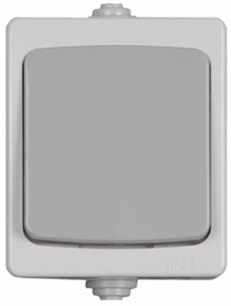 Выключатель СВЕТОЗАР &quot;АВРОРА&quot; одноклавишный, IP44, цвет серо-белый, 10А/~250В SV-54332-W купить в Магнитогорске