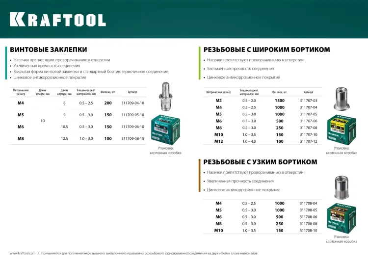 Заклепки винтовые KRAFTOOL 311709-08-15 купить в Магнитогорске