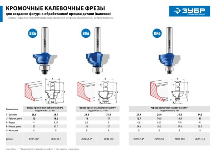 Фрезы кромочные калевочные №6 с подшипником 127мм серия ПРОФЕССИОНАЛ купить в Магнитогорске