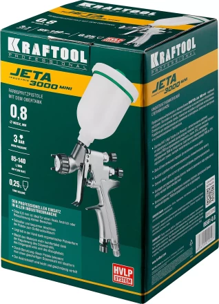 Краскопульт пневматический KRAFTOOL &quot;PRO&quot; Jeta 3000 mini, HVLP, c верхним бачком, 0,8мм 06561-0.8 купить в Магнитогорске