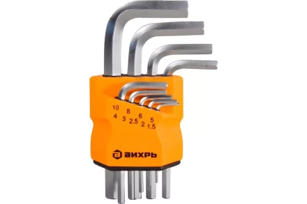 Набор ключей имбусовых Вихрь HEX, 9 шт, 1.5-10 мм 73/6/5/11 купить в Магнитогорске