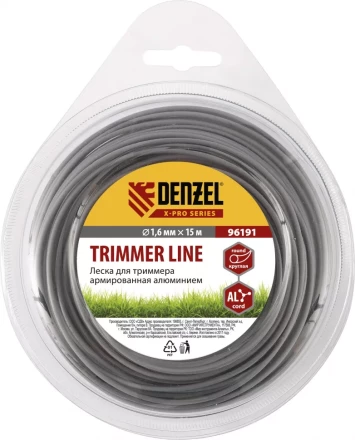 Леска для триммера армированная алюминием X-Pro круглая 1,6мм х 15м блистер Россия  Denzel 96191 купить в Магнитогорске