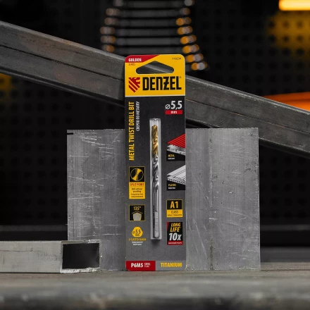 Сверло спиральное по металлу Denzel 5,5 x 93 мм, Р6М5, Golden Tip 718234 купить в Магнитогорске