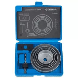 Набор ЗУБР "ЭКСПЕРТ" Коронки по дереву 64-127мм, державка с опорным основанием, ключ имбусовый 2,5мм, 7 предметов 29553-H7_z01