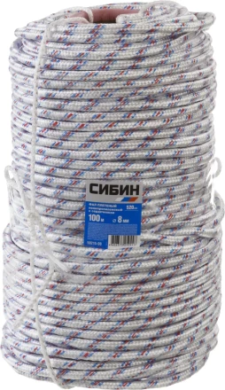 Фал плетёный полипропиленовый СИБИН 16-прядный с полипропиленовым сердечником, диаметр 8 мм, бухта 100 м, 520 кгс 50215-08 купить в Магнитогорске