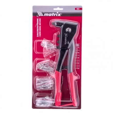 Заклепочник литой 260 мм с набором заклепок заклепки 2,4-3,2-4,0-4,8 мм Matrix 40552 купить в Магнитогорске