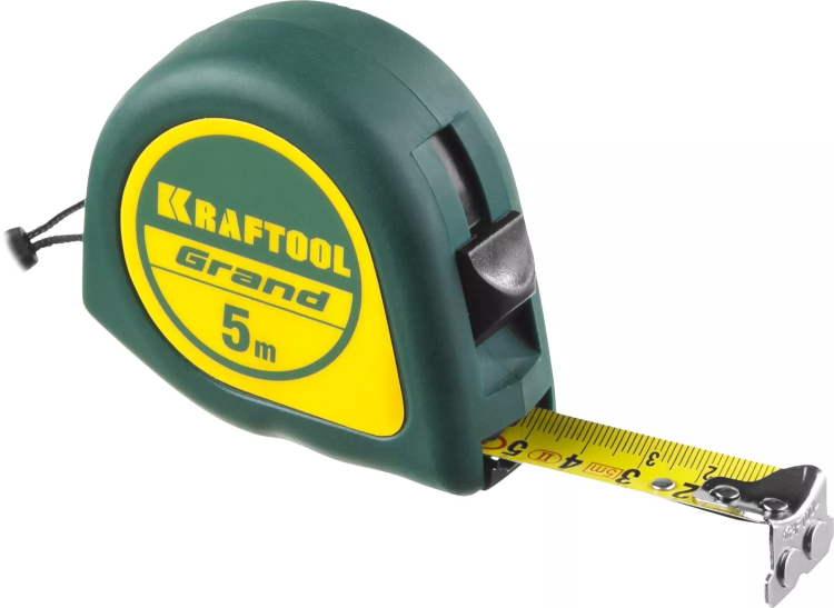 Рулетка KRAFTOOL GRAND, обрезиненный пластиковый корпус, 5м/19мм 34022-05-19 купить в Магнитогорске