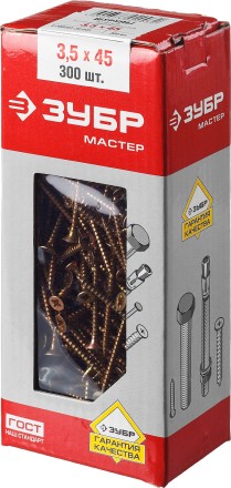 Шурупы ЗУБР &quot;МАСТЕР&quot; по дереву желтопассивированные, 3.5x45мм, 300шт 4-300391-35-045 купить в Магнитогорске