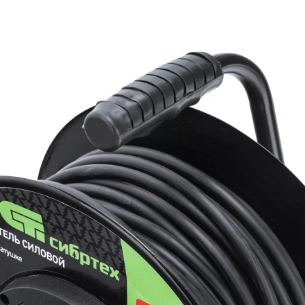 Удлинитель силовой 30 м, 16А, тип УХз16, ПВС 3 x 2.5 мм, на стальной катушке, 4 розетки Сибртех 95873 купить в Магнитогорске