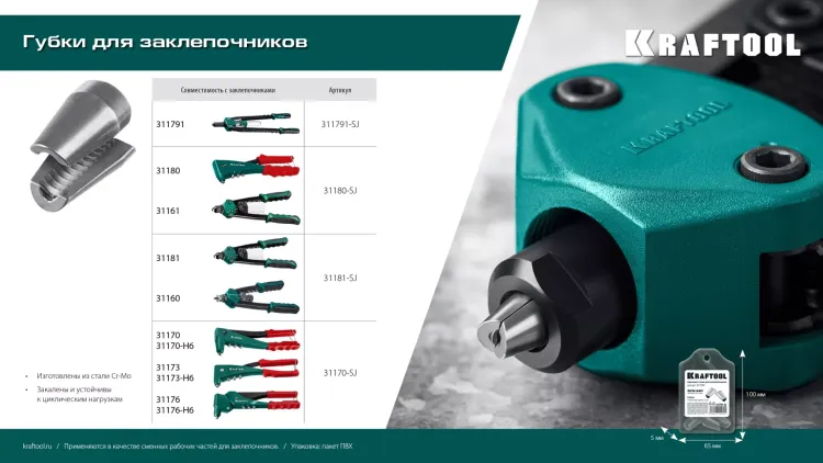 Губки для заклепочников KRAFTOOL 31181-SJ купить в Магнитогорске