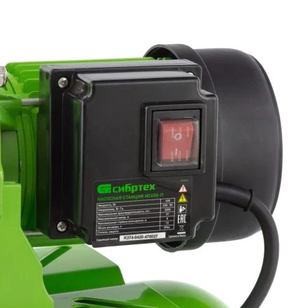 Насосная станция НС650-П, 650 Вт, напор 37 м, 3200 л/ч, ресивер 19 л Сибртех 97247 купить в Магнитогорске