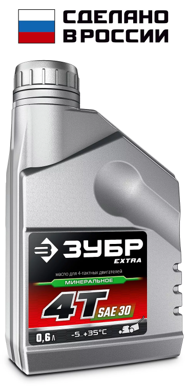 ЗУБР 4Т-30, 0.6 л, минеральное масло для 4-тактных двигателей, EXTRA (70613-06) купить в Магнитогорске