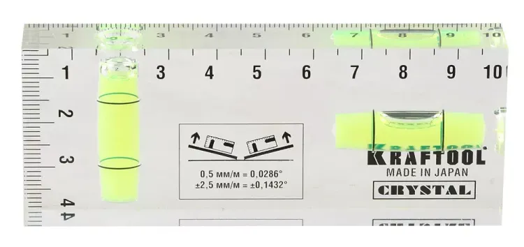 Уровень KRAFTOOL "PRO" "CRYSTAL" 2 ампулы, 40х100мм 1-34865-040 купить в Магнитогорске