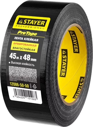 Армированная лента, STAYER Professional 12086-50-50, универсальная, влагостойкая, 48мм х 45м, черная 12086-50-50 купить в Магнитогорске