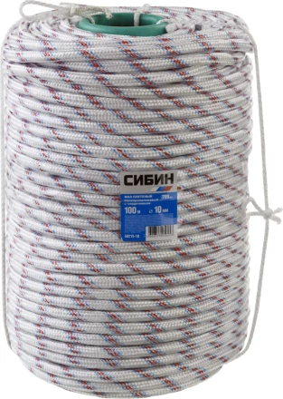 Фал плетёный полипропиленовый СИБИН 24-прядный с полипропиленовым сердечником, диаметр 10 мм, бухта 100 м, 700 кгс 50215-10 купить в Магнитогорске