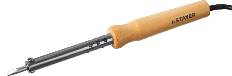 Паяльник с деревянной рукояткой и долговечным жалом, STAYER "MASTER" MAXTerm, 55310-60, 60 Вт, клин 55310-60 купить в Магнитогорске