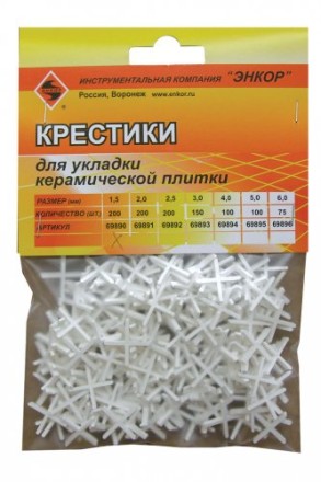 Крестики для кафеля 1,5 мм 200 штук блистер Энкор 69890 купить в Магнитогорске