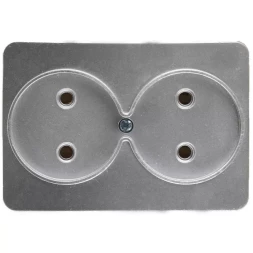 Розетка СВЕТОЗАР "ГАММА" без заземления, двойная, без вставки и рамки, цвет светло-серый металлик, 16А/~250В SV-54102-SM