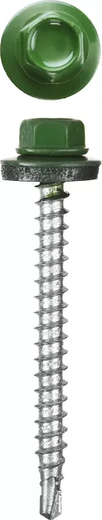 Саморезы СКМ кровельные, RAL 6002 зеленый лист, 19 x 5.5 мм, 2 500 шт, для металлических конструкций, STAYER 30300-55-019-6002 купить в Магнитогорске