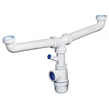 Сифон ЗУБР &quot;ЭКСПЕРТ&quot; колбовый для двухместной мойки с отводом для стиральной машины 51815-2 купить в Магнитогорске