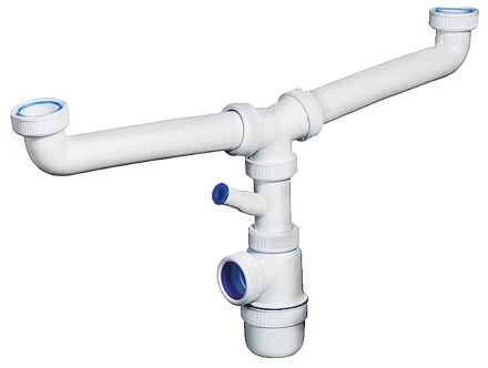 Сифон ЗУБР &quot;ЭКСПЕРТ&quot; колбовый для двухместной мойки с отводом для стиральной машины 51815-2 купить в Магнитогорске