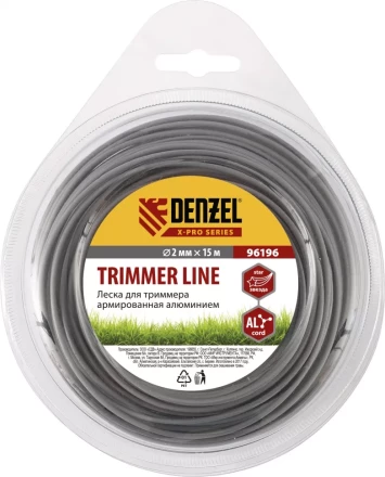 Леска для триммера армированная алюминием X-Pro звезда 2,0мм х 15м блистер Россия Denzel 96196 купить в Магнитогорске