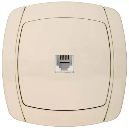 Розетка СВЕТОЗАР &quot;CITY LIGHT&quot; телефонная одинарная в сборе, цвет бежевый SV-54217-B купить в Магнитогорске