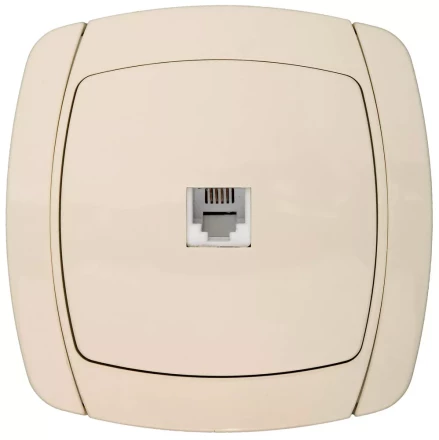 Розетка СВЕТОЗАР &quot;CITY LIGHT&quot; телефонная одинарная в сборе, цвет бежевый SV-54217-B купить в Магнитогорске