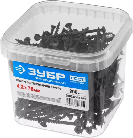 Саморезы фосфатированные с крупной резьбой, гипсокартон-дерево, ЗУБР 300032-42-076, PH2, 4,2 x 76 мм, 200 шт 300032-42-076 купить в Магнитогорске
